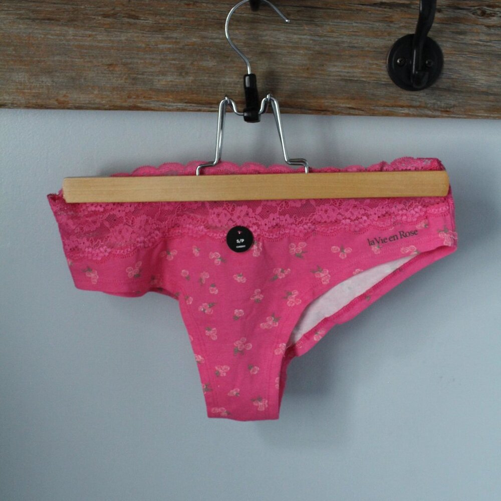 La Vie En Rose Size S Pink Roses  Cheeky Panty
